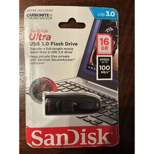 SanDisk Ultra USB 3.0 Flash Drive - 16 GB - 100 MB/S - BRAND NEW
